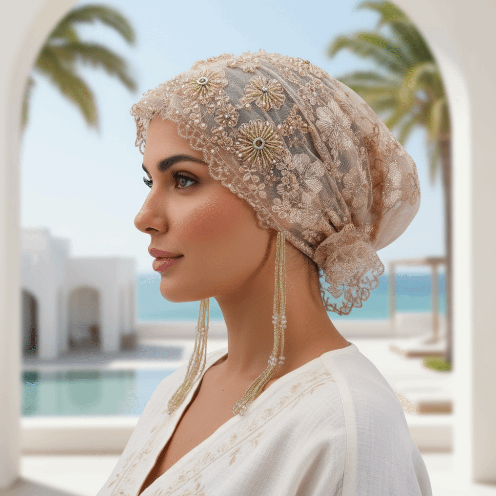 Shiny Beads Turban Hat Long Ta - Home Decor Indonesia ulasan dan harga