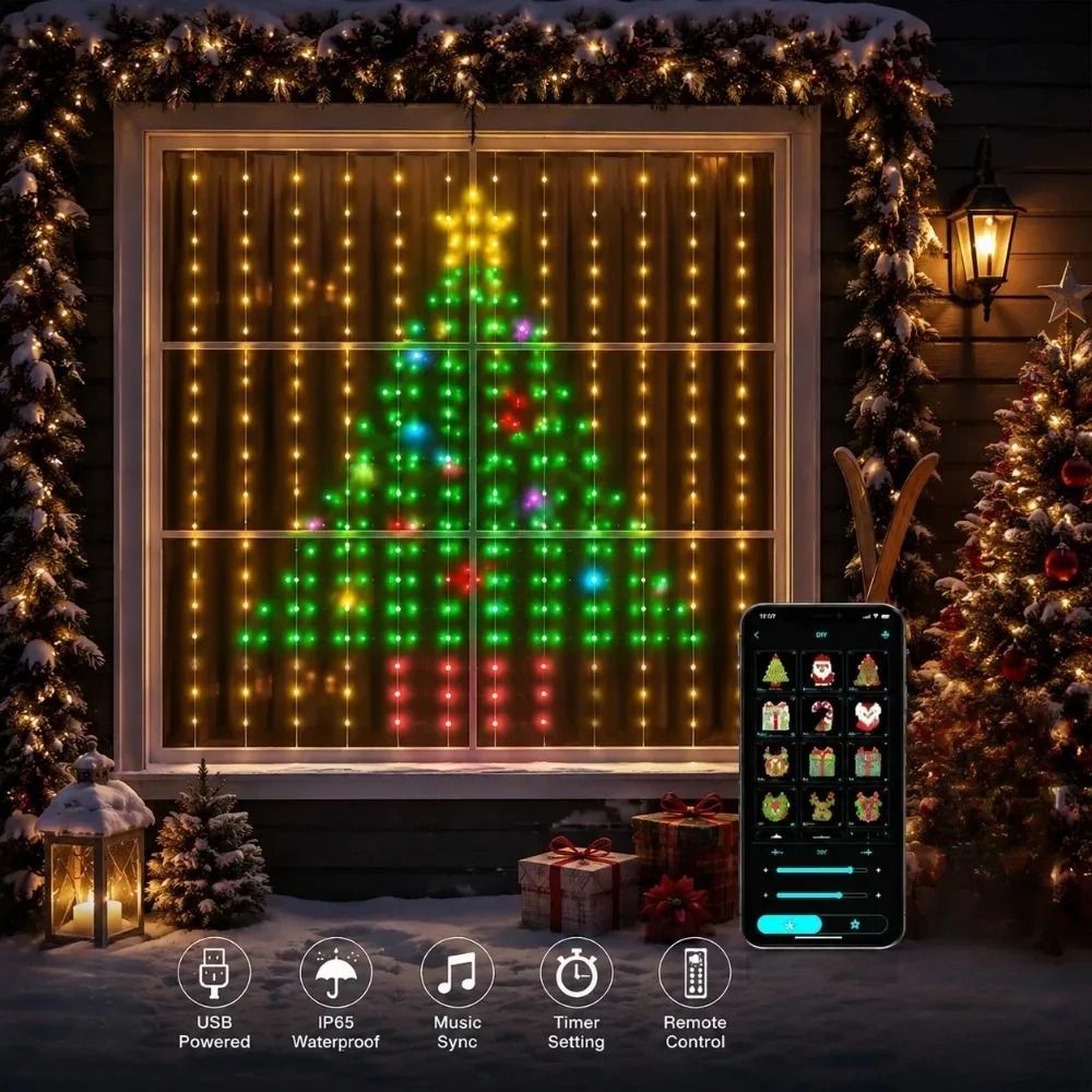 LED Christmas Curtain Lights C - Home Decor Free App ulasan dan harga