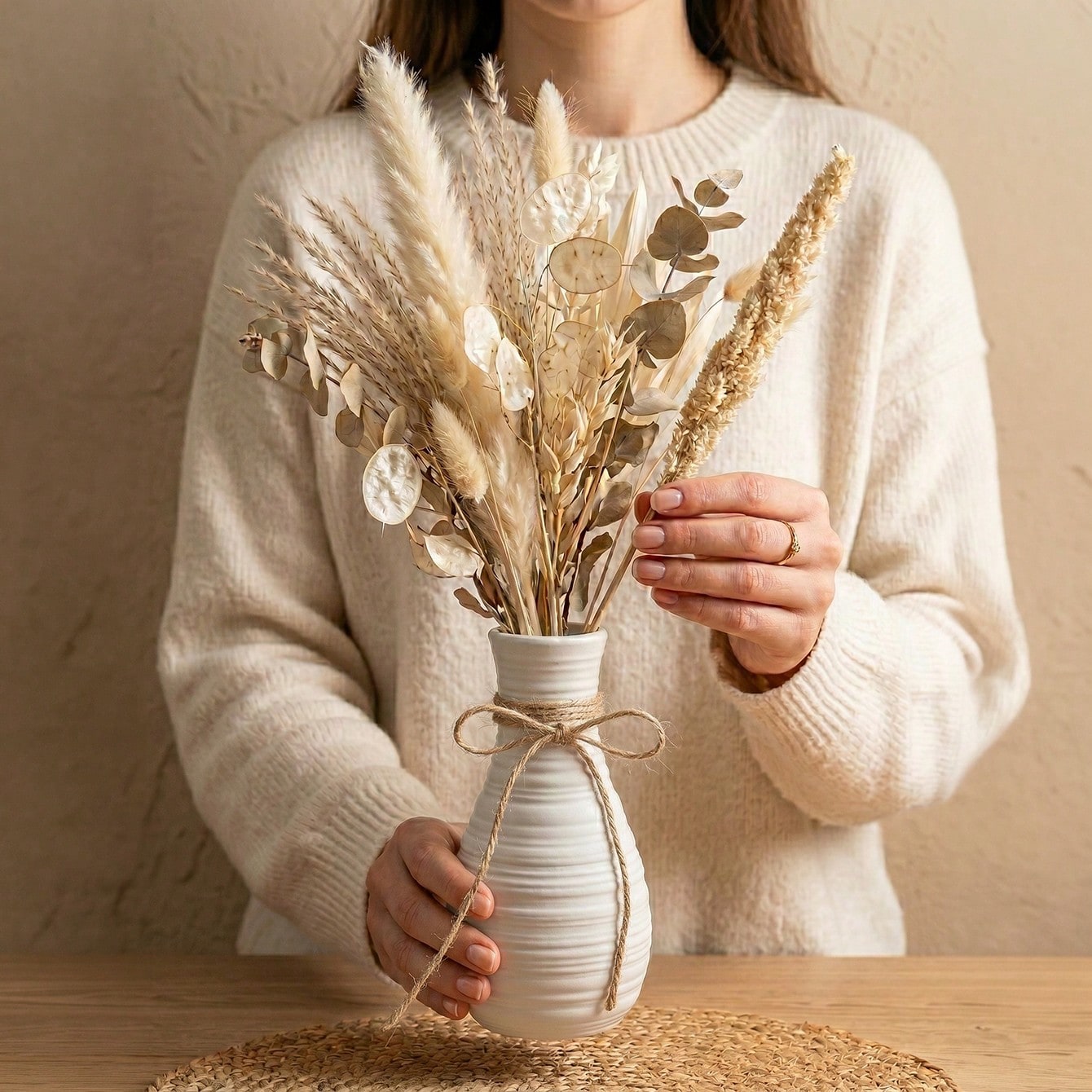 1pc Boho Horizontal Ridged Wai - Pampas Grass Decor ulasan dan harga