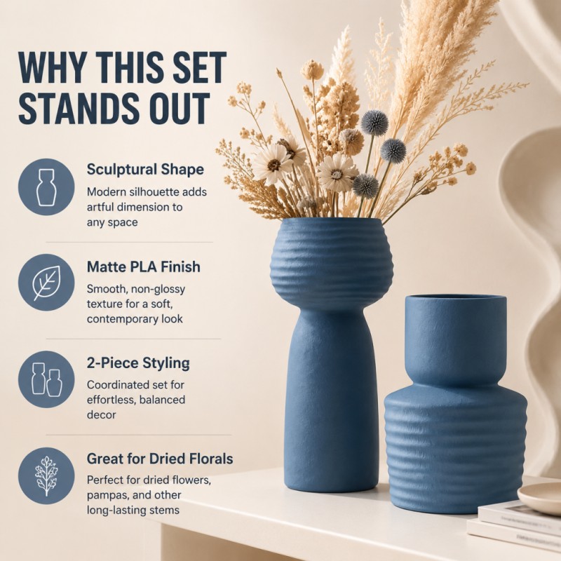 2Pcs Rough Wavy Textured Blue  - Pampas Grass Decor ulasan dan harga